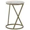 CoasterEssence 959562 Malthe - Round Marble Top Accent Side - White And Antique Gold