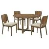 Coaster Fine Furniture 108570-S5 Crestmore - 5 Piece Round Wood Dining Table Set - Walnut