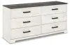 Ashley Furniture EB4121-131 Shawburn - Six Drawer Dresser - White / Black / Gray