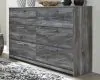 Ashley Furniture B221/31/35/46/58/56S/95/B100-14/91(2) Ashley Furniture B221/31/35/46/58/56S/95/B100-14/91(2) Baystorm - 9 Pc. - Dresser, Mirror, Chest, King Panel Bed with 2 Storage Drawers, 2 Nightstands - Gray