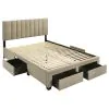 Coaster Fine Furniture 316010Q Wheatland - 4-Drawer Upholstered Queen Storage Bed - Light Brown