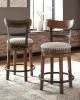 Ashley Furniture D546-424 Valebeck - UPH Swivel Barstool  - Brown