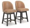 Ashley Furniture D618-324 Neymorton - Upholstered Swivel Faux Leather Barstool (Set of 2) - Dark Grayish Brown
