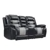 New Classic U7005-25-BKG New Classic U7005-25-BKG Nikko - Console Loveseat With Dual Recliners - Black / Gray