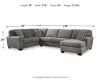 Benchcraft® 32402S2 Birkdale Court - 3-Piece Sectional With Raf Corner Chaise - Gray