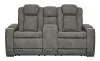 Ashley Furniture 2200418 Next-Gen Durapella - Power Reclining Loveseat with Console/Adj Headrest - Slate