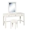 Samuel Lawrence Furniture S458-414 Bella White - Kids 3-Drawer Vanity Desk And Upholstered Stool Set - White