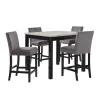 New Classic D400-52S-GRY Celeste - 5 Piece Marble Finish Counter Dining Set (Table & 4 Chairs) - Gray