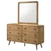Coaster Fine Furniture 225093M Robyn - 6-Drawer Bedroom Dresser And Mirror - Light Ash
