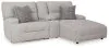 Ashley Furniture 93605S4 Acklen Place - 3-Piece Power Reclining Sectional Sofa With Raf Chaise - Pewter