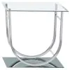 CoasterEssence 704987 Danville - Square U-Shaped Glass Top Side End Table - Chrome
