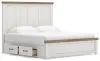 Ashley Furniture B4615B13 Ashley Furniture B4615B13 Savonport - King Panel Bed With Under Bed Storage Unit - White / Brown