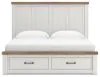 Ashley Furniture B4615B17 Ashley Furniture B4615B17 Savonport - King Panel Storage Bed With Storage Footboard And 2 Under Bed Storage Units - White / Brown