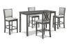 New Classic D3651-60CS-GRY Amy - 5 Piece Counter Dining Set (Table With Storage & 4 Chairs) - Gray