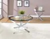 CoasterEssence 702587 Brooke - Round Glass Top Side End Table Metal Base - Chrome