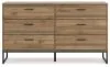 Ashley Furniture EB1866-231 Deanlow - Six Drawer Dresser - Honey
