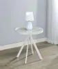 Coaster Fine Furniture 706257 Briggs - Round Marble Printed Glass Top End Side Table - White