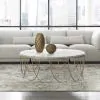 Pulaski Furniture P301743 Round Stone Top Cocktail Table With Decorative Metal Base - Beige