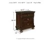 Ashley Furniture B697-92 Porter - Two Drawer Night Stand - Dark Brown