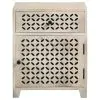 CoasterEssence 953569 August - 1-Drawer Trellis Pattern Storage Cabinet - White Washed
