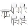 CoasterEveryday 120630-S5 Jillian - 5 Piece Round Mirror Top Dining Set - Black Nickel