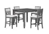 New Classic D1701-542-GRY Gia - 5 Piece Square Counter Dining Set (Table & 4 Chairs) - Gray