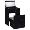 Coaster Fine Furniture 930209 Danbury - 3-Drawer Makeup Vanity & Stool Set - Black High Gloss
