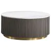 Coaster Fine Furniture 710418-S3 Jason - 3 Piece Round Marble Coffee And End Table Set - White