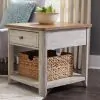 Liberty Furniture 652-OT1020 Farmhouse Reimagined - End Table With Basket - Antique White / Chestnut Tops