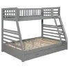 CoasterEssence 460182 Ashton - 2-Drawer Wood Twin Over Full Bunk Bed - Gray