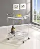 CoasterEssence 902589 Jefferson - 2-Tier Glass Shelf Acrylic Bar Cart - Chrome
