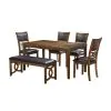 New Classic 40-1701B-D4CB New Classic 40-1701B-D4CB Gia - 6 Piece Dining Table & 4 Chairs & Bench - Brown