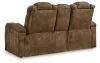 Ashley Furniture 6070318 Wolfridge - Power Reclining Loveseat With Console /Adj Hdrst - Brindle
