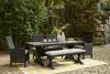 Ashley Furniture P792/625/601/601A/600 Ashley Furniture P792/625/601/601A/600 Beachcroft - 6 Pc. - Outdoor Dining Table, 2 Side Chairs, 2 Arm Chairs, Bench - Black / Light Gray