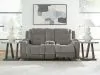 Ashley Furniture PC8350518 Mixed Motion - Power Reclining Loveseat With Console / Adjustable Headrest - Shadow