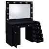 Coaster Fine Furniture 931144 Acena - 7-Drawer Vanity Set With Lighting - Black High Gloss