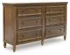 Benchcraft® B787/31/36/46/54/57/97/93(2) Benchcraft® B787/31/36/46/54/57/97/93(2) Sturlayne - 8 Pc. - Dresser, Mirror, Chest, Queen Upholstered Panel Bed, 2 Nightstands - Brown