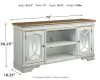 Ashley Furniture W743-68 Realyn - XL TV Stand w/Fireplace Option - Chipped White