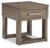 Ashley Furniture T854-3 Loyaska - Rectangular End Table - Grayish Brown