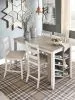 Ashley Furniture D394/32/124(4) Ashley Furniture D394/32/124(4) Skempton - 5 Pc. - Counter Table, 4 Upholstered Barstools - White