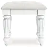 Ashley Furniture PCB1819-01 Kozlani - Vanity Upholstered Stool - White