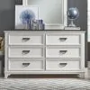 Liberty Furniture 417-BR30 Allyson Park - 6 Drawer Dresser - Wirebrushed White / Charcoal