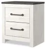 Ashley Furniture B1190-92 Gerridan - Two Drawer Night Stand - White / Gray