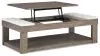Ashley Furniture T854-9 Loyaska - Lift Top Cocktail Table - Grayish Brown / White