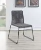 CoasterEssence 192062 Jerome - Woven Rope Stackable Side Chair (Set of 2) - Charcoal