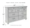 Benchcraft® B777/31/36/46/58/56S/97/93(2) Benchcraft® B777/31/36/46/58/56S/97/93(2) Kanwyn - 8 Pc. - Dresser, Mirror, Chest, King Panel Bed with Storage Bench, 2 Nightstands - Whitewash