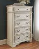 Ashley Furniture B743/31/36/46/58/56S/197 Ashley Furniture B743/31/36/46/58/56S/197 Realyn - 6 Pc. - Dresser, Mirror, Chest, King Upholstered Bed - Two-tone