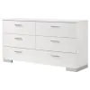 CoasterEssence 203503 Felicity - 6-Drawer Dresser - White High Gloss