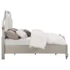 CoasterElevations 223391KE Evangeline - Tufted Upholstered Platform Eastern King Bed - Ivory And Silver Oak