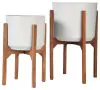 Ashley Furniture A2000427 Dorcey - Planter Set (Set of 2) - White / Brown